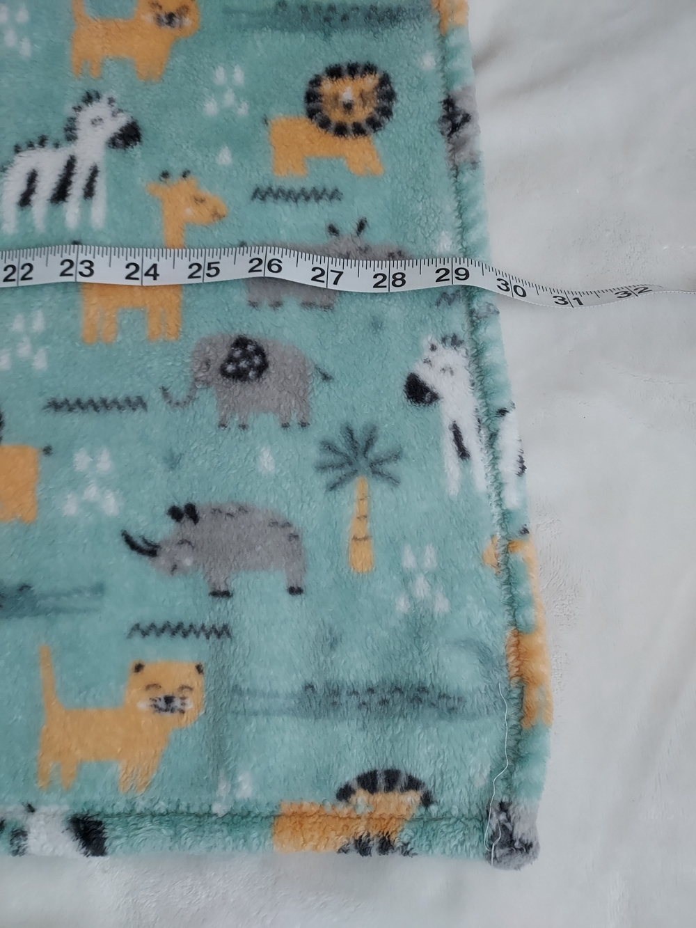 Plush Baby Blanket in Teal with Safari Wild Animals Print Lovey Cuddle Cozy - Picture 6 of 8